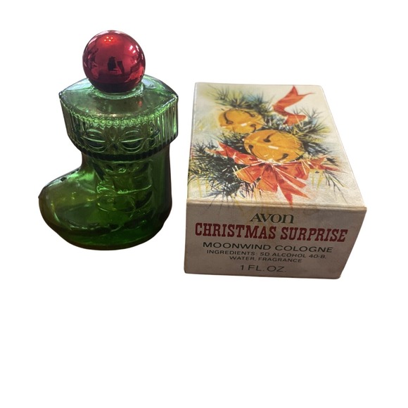 Vintage AVON Christmas Surprise Stocking Topaze Cologne 1 Fl Oz EMPTY with Box - Picture 2 of 3